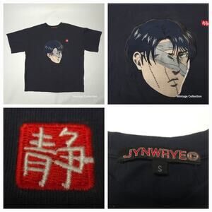 CAPTAIN LEVI ACKERMAN ATTACK ON TITAN ANIME JYN WAYE EMBROIDERED BLUE SHIRT Sz S